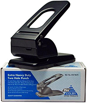 Colby KW9670 Heavy Duty Black 2 Hole Punch 65 Sheet 80gsm